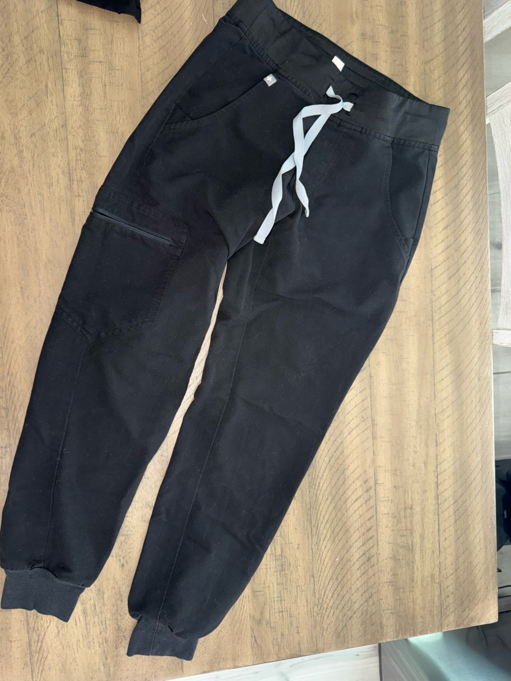 Figs Black Jogger Pants with Gray Drawstring
